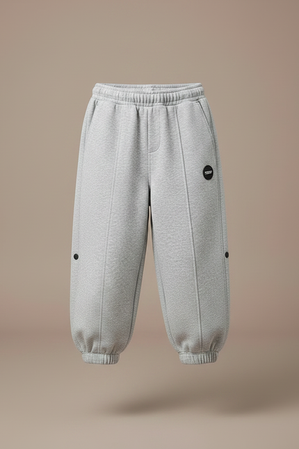 Pantalon Gris Enfant Sport Décontracté Molletonné Boutons - vue 3