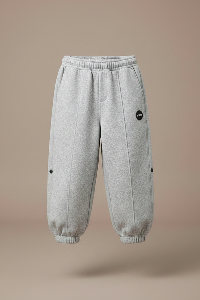 Pantalon Gris Enfant Sport Décontracté Molletonné Boutons - vue 3