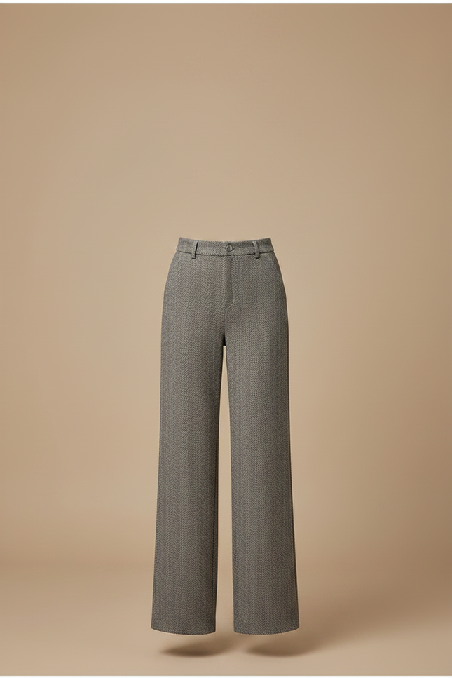 Pantalon Gris Large Taille Haute Élégant - Tweed - vue 3