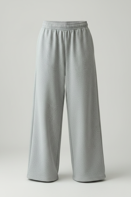 Pantalon Gris Ample Molletonné Streetwear Décontracté Femme - vue 3