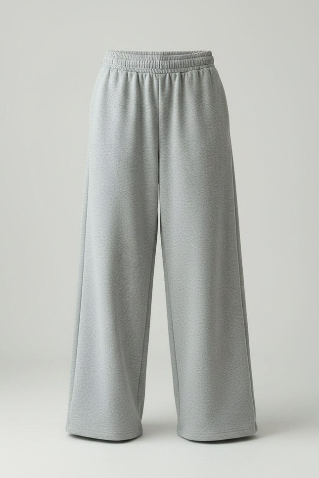 Pantalon Gris Ample Molletonné Streetwear Décontracté Femme - vue 3