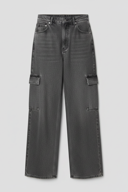 Pantalon Gris Cargo Ample Délavé Enfant Denim - Jean - vue 3