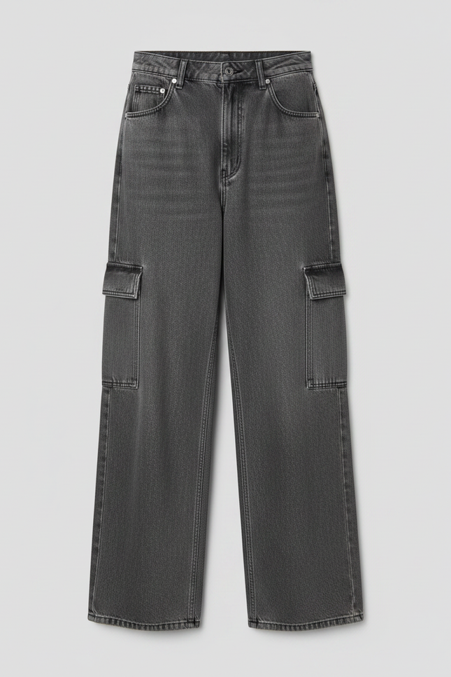 Pantalon Gris Cargo Ample Délavé Enfant Denim - Jean - vue 3