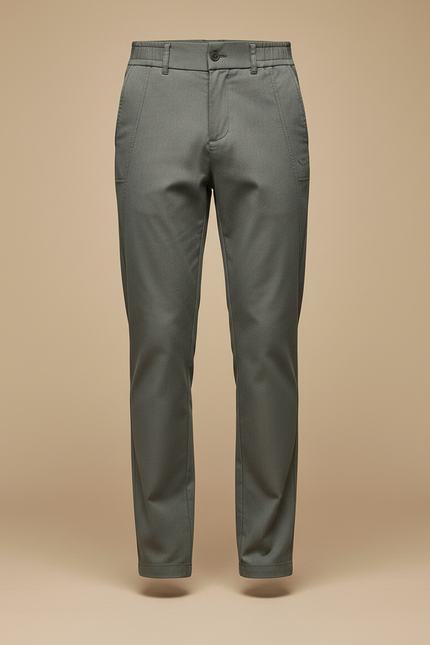 Pantalon Gris Homme Décontracté Slim Tissu Lyocell - Kaki Gabardine - vue 3