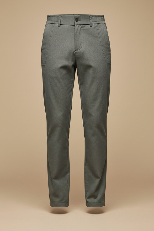 Pantalon Gris Homme Décontracté Slim Tissu Lyocell - Kaki Gabardine - vue 3