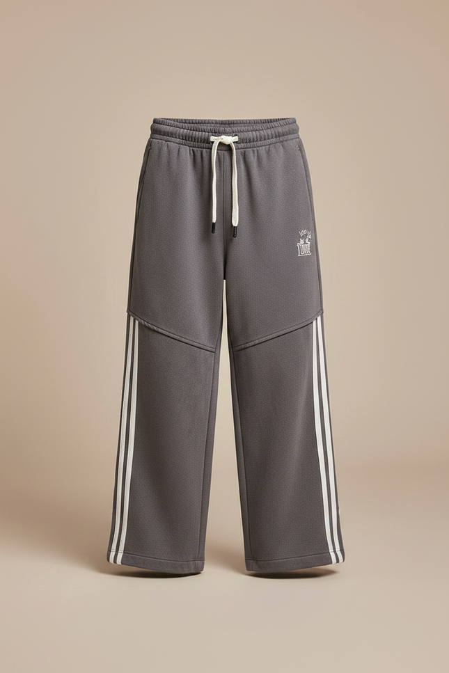 Pantalon Gris Ample Sport Rayures Blanc Enfant - Molleton - vue 3