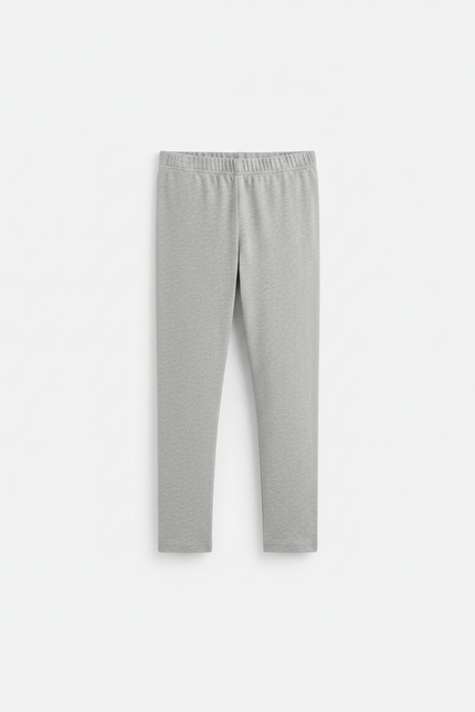 Pantalon Gris Fille Coton Court Uni - vue 3