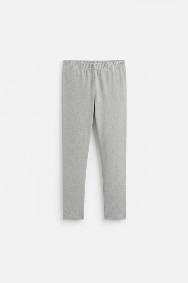 Pantalon Gris Fille Coton Court Uni - vue 3