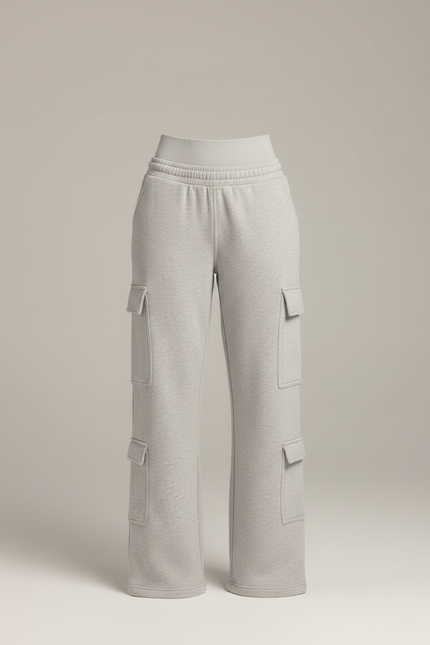 Pantalon Gris Ample Cargo Molletonné Femme - vue 3