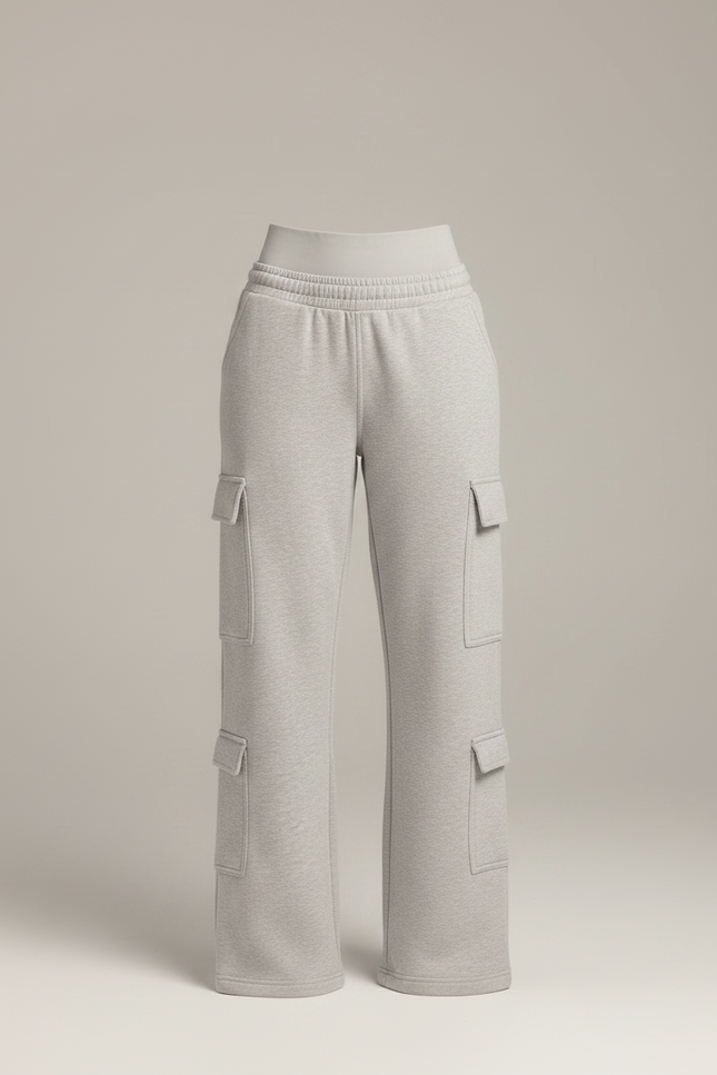 Pantalon Gris Ample Cargo Molletonné Femme - vue 3