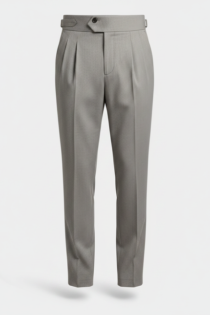 Pantalon Gris Plissé Taille Haute Habillé Élégant - Gabardine - vue 3
