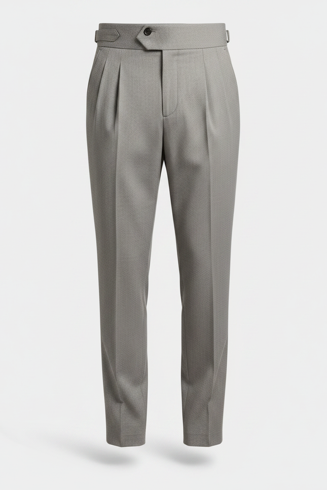 Pantalon Gris Plissé Taille Haute Habillé Élégant - Gabardine - vue 3