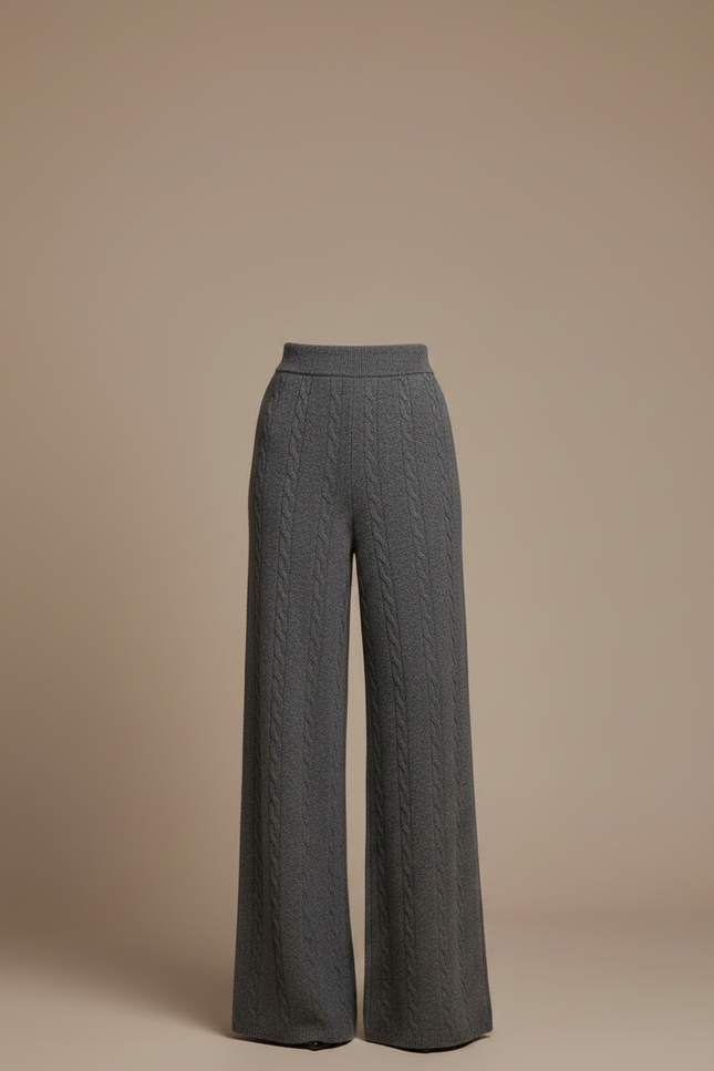 Pantalon Gris Maille Tressée Ample Laine - vue 3