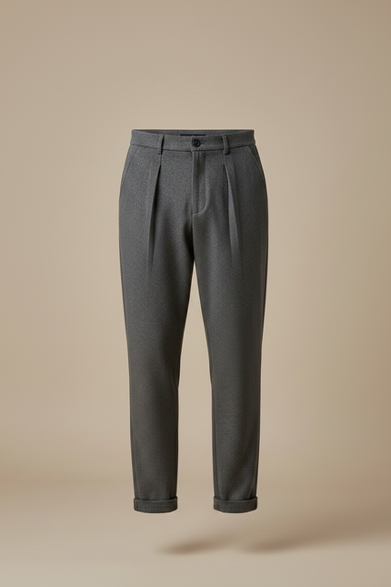Pantalon Gris Laine Plissé Décontracté Homme - vue 3