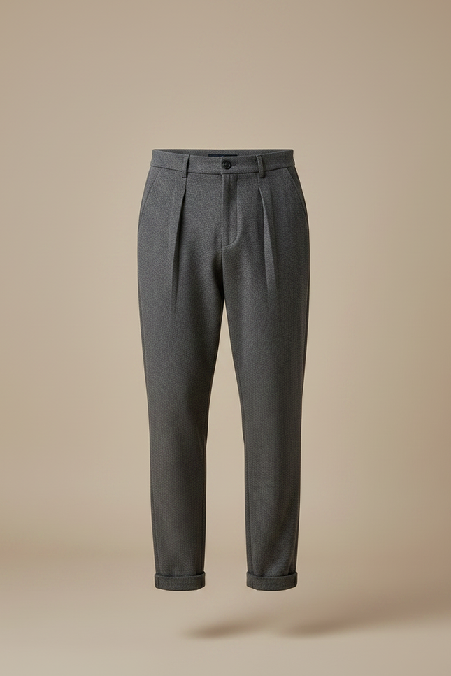 Pantalon Gris Laine Plissé Décontracté Homme - vue 3
