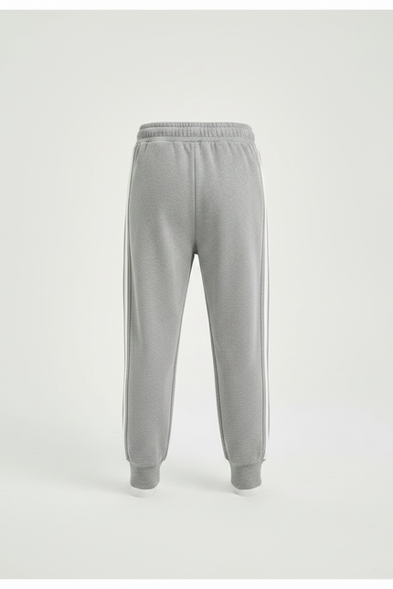 Pantalon Gris Molletonné Sport Enfant Bandes Blanches - vue 3