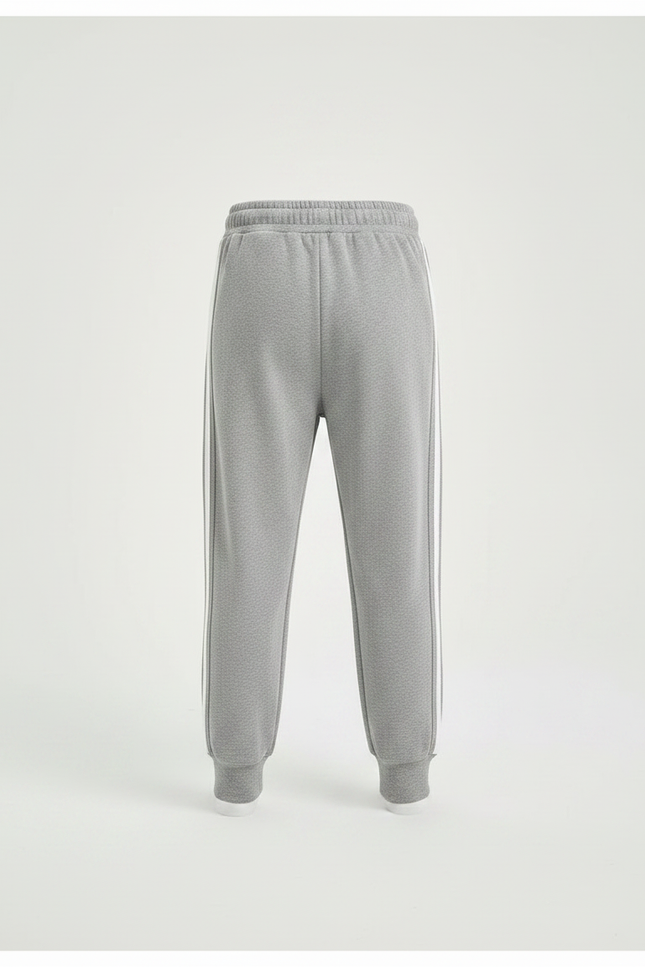 Pantalon Gris Molletonné Sport Enfant Bandes Blanches - vue 3