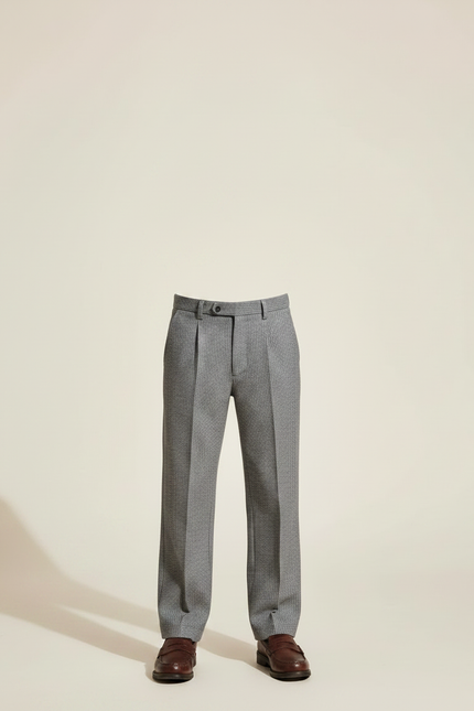 Pantalon Gris Chevrons Plissé Élégant Classique Enfant - Tweed - vue 3