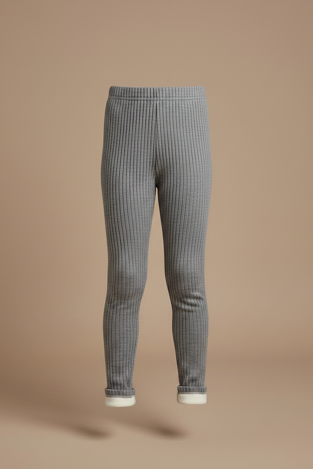 Pantalon Gris Côtelé Chaud Enfant Molletonné Hiver - vue 3