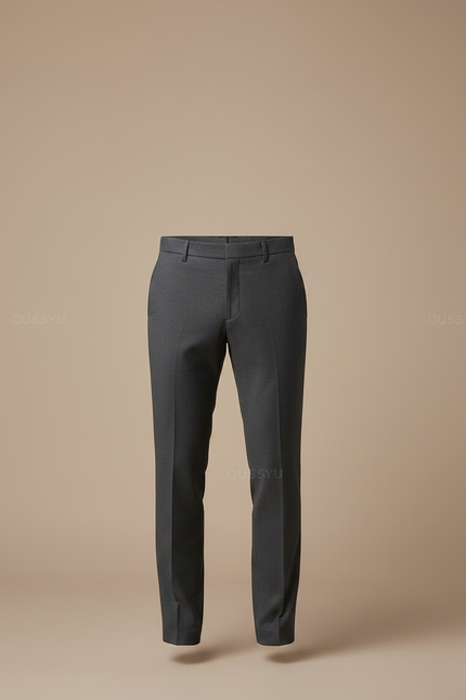 Pantalon Gris Habillé Slim Fit Élégant Business Homme - Gabardine - vue 3