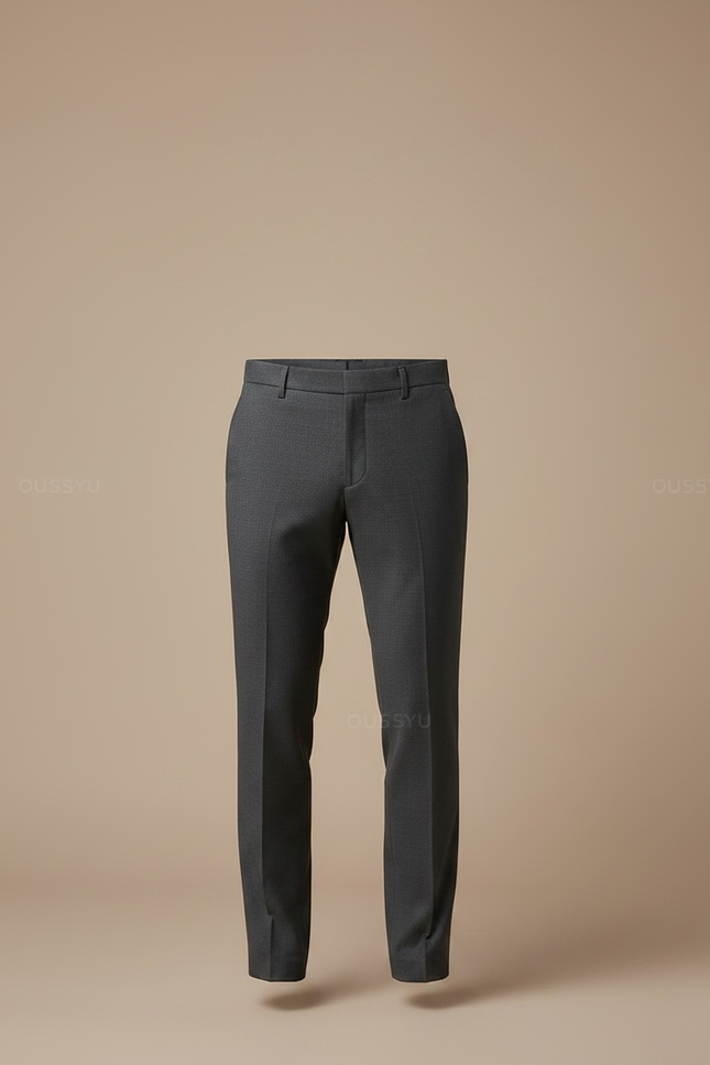 Pantalon Gris Habillé Slim Fit Élégant Business Homme - Gabardine - vue 3