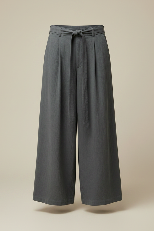 Pantalon Gris Ample Décontracté Cordon Fluide Homme - Viscose - vue 3