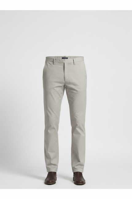 Pantalon Gris Coton Stretch Coupe Droite Décontracté - vue 3