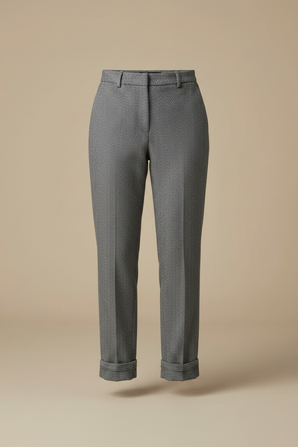 Pantalon Gris Coupe Droite Laine Élégant Femme - Tweed - vue 3