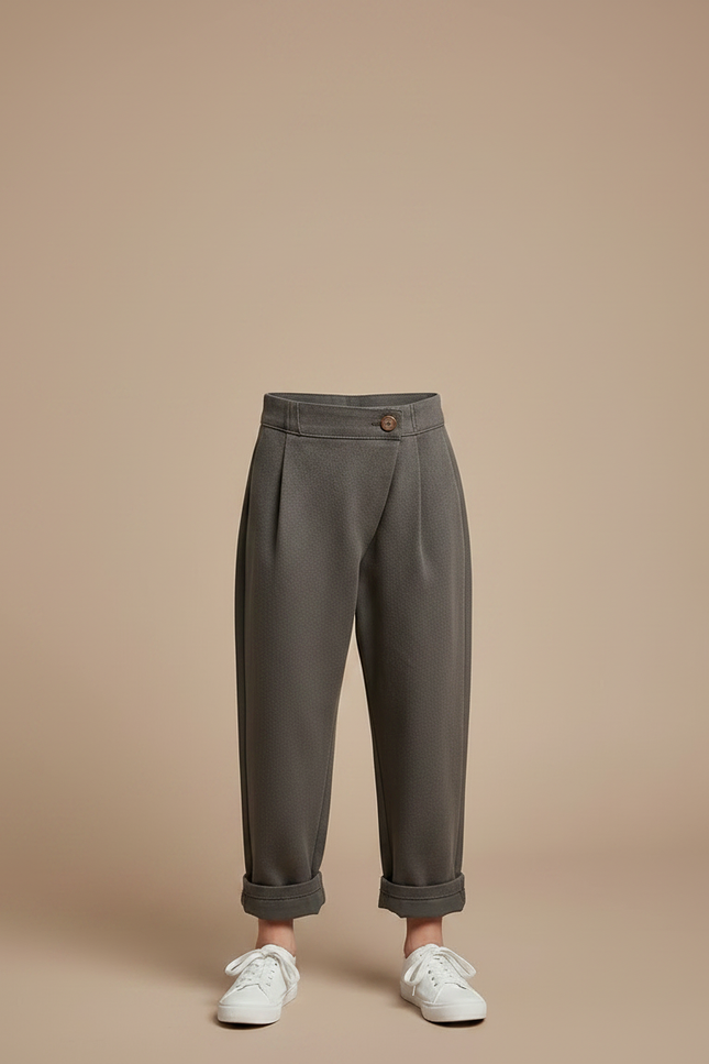 Pantalon Gris Vert - Kaki Molleton - vue 3