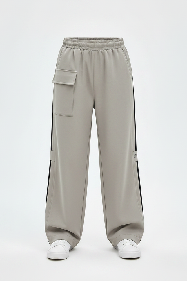 Pantalon Gris Cargo Ample Décontracté Enfant - Polyester - vue 3