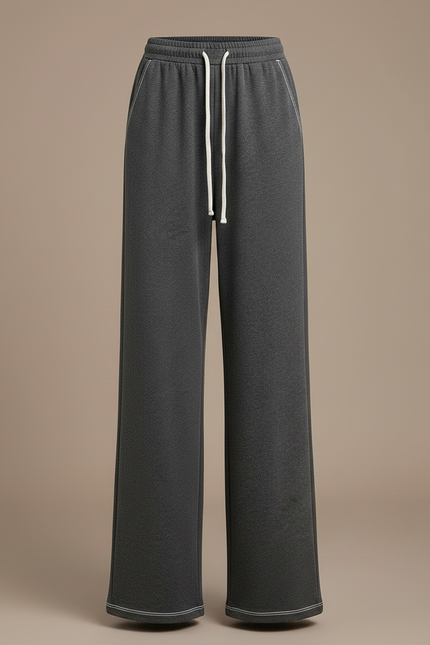 Pantalon Gris Fluide Ample Décontracté Confortable Cordon - Molleton - vue 3