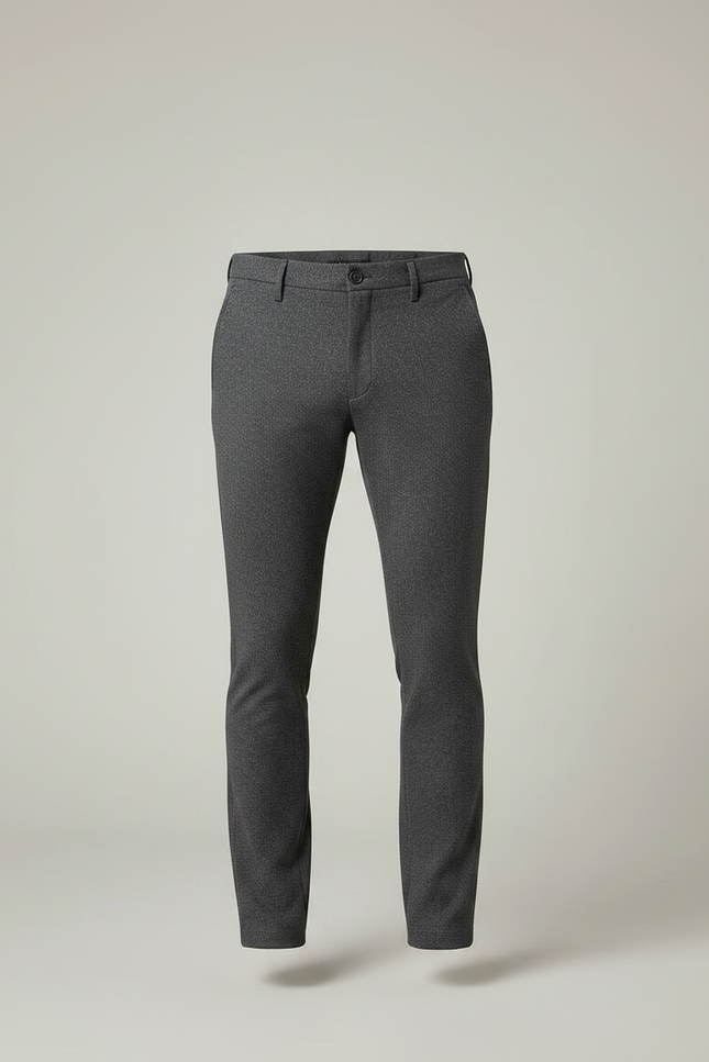 Pantalon Gris Motif Discret Coupe Slim Habillé Homme - Laine - vue 3