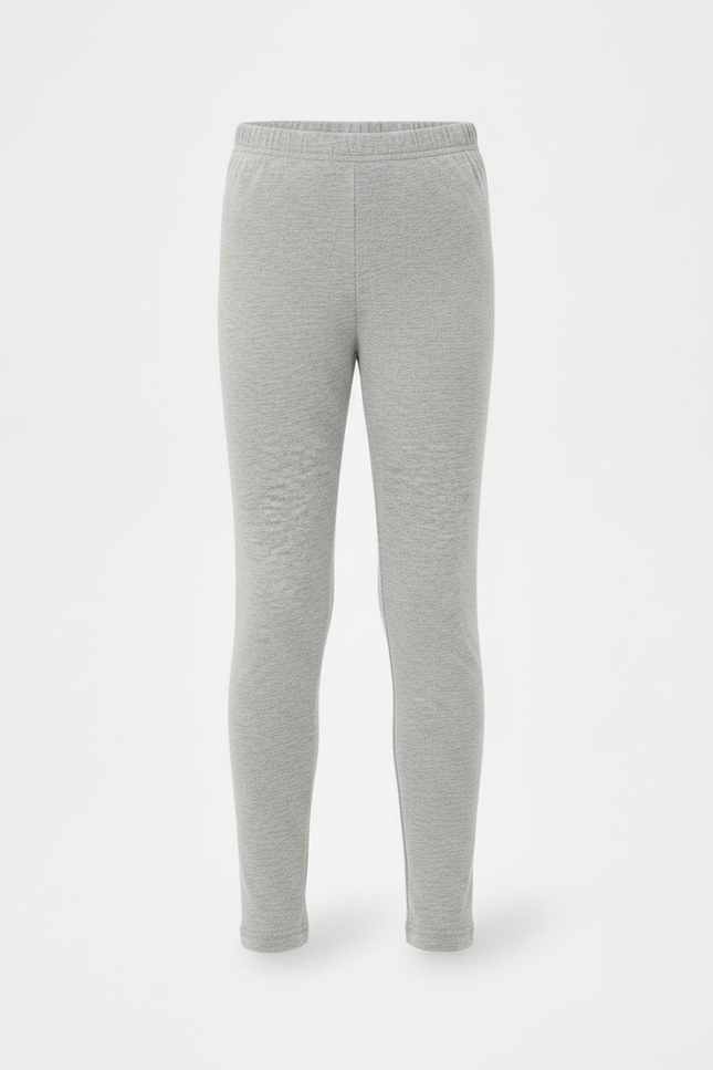 Pantalon Gris Legging Fille Coton Stretch Uni - vue 3