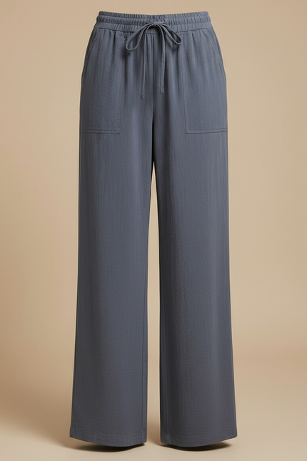 Pantalon Gris Ample Fluide Décontracté Femme - Lin - vue 3