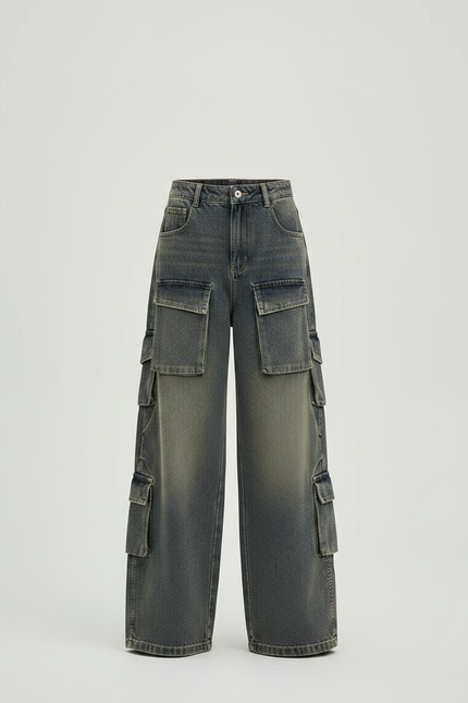 Pantalon Gris Cargo Ample Délavé Denim Enfant - Jean - vue 3