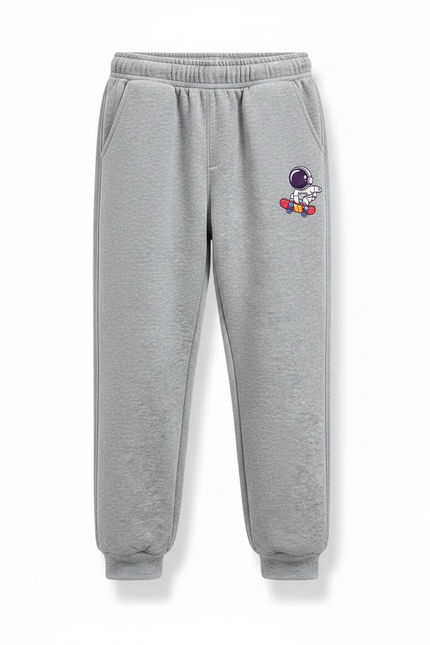 Pantalon Gris Molletonné Sportif Imprimé Astronaut Skateboard - vue 2