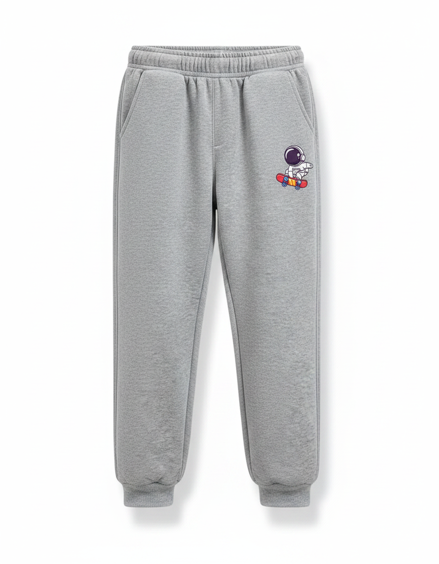 Pantalon Gris Molletonné Sportif Imprimé Astronaut Skateboard - vue 2