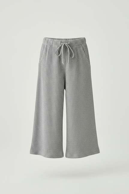 Pantalon Gris Côtelé Ample Confortable Enfant - Maille - vue 3