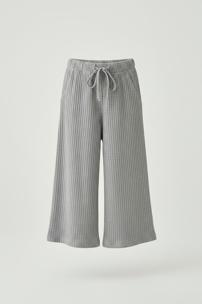 Pantalon Gris Côtelé Ample Confortable Enfant - Maille - vue 3