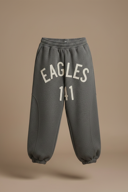 Pantalon Gris Molletonné Imprimé Lettres Ample Enfant - vue 3