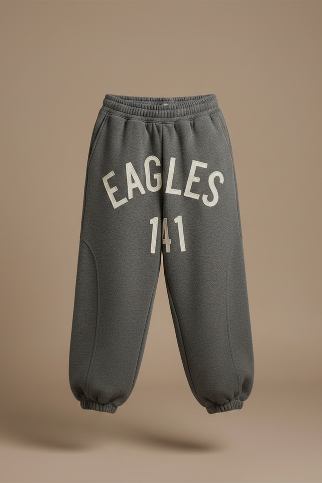 Pantalon Gris Molletonné Imprimé Lettres Ample Enfant - vue 3