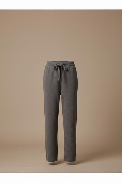 Pantalon Gris Laine Tricoté Décontracté Cordon Femme - vue 3