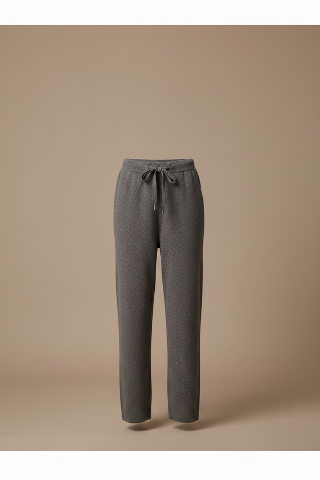 Pantalon Gris Laine Tricoté Décontracté Cordon Femme - vue 3