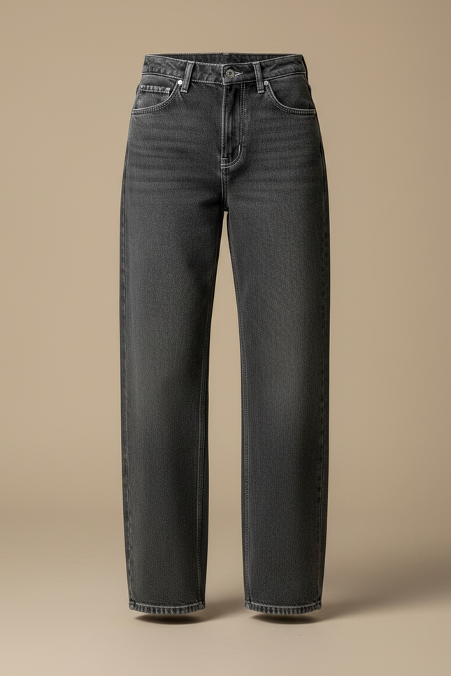 Pantalon Gris Large Décontracté Taille Haute Femme - Jean - vue 3