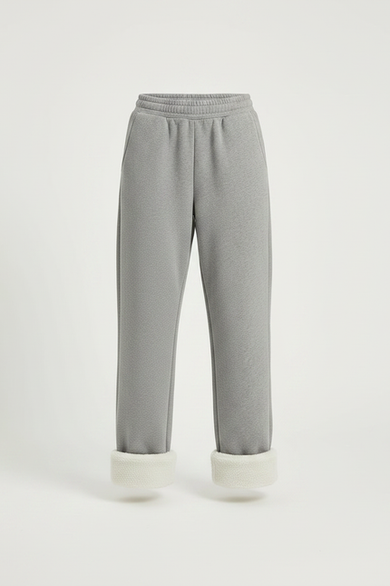 Pantalon Gris Molletonné Doublé Sherpa Femme Confortable - vue 3