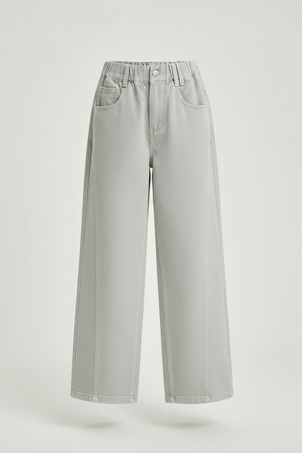 Pantalon Gris Large Denim Fille Décontracté - Jean - vue 3