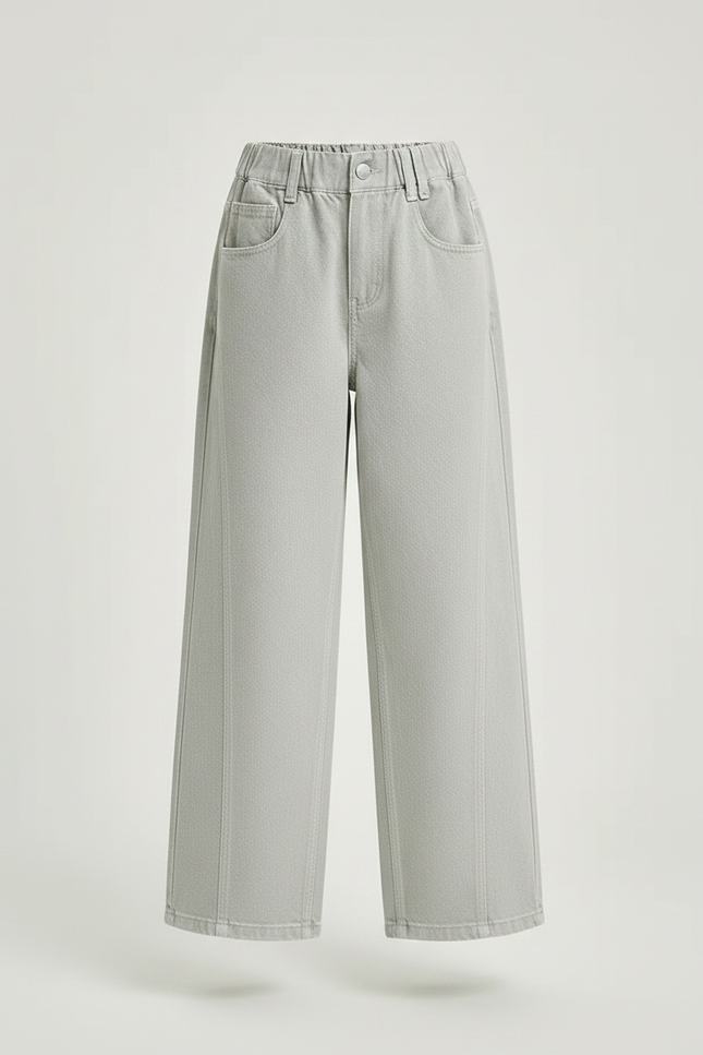 Pantalon Gris Large Denim Fille Décontracté - Jean - vue 3