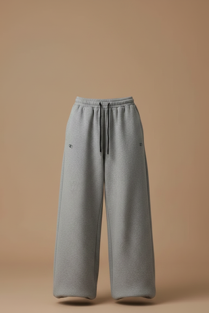 Pantalon Gris Ample Molletonné Brodé Cordon Femme - vue 3