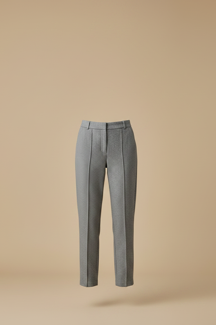 Pantalon Gris Droit Élégant Taille Haute Femme - Tweed - vue 3