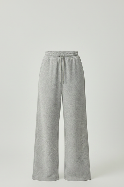 Pantalon Gris Ample Molletonné Droite Cordon Femme - vue 3